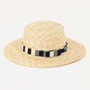 Strap Wide Brim Straw Hat - Ivory/Black