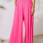 DOUBLE TAKE Full Size Smocked Wide Waistband Wide Leg Pants at Bella Road