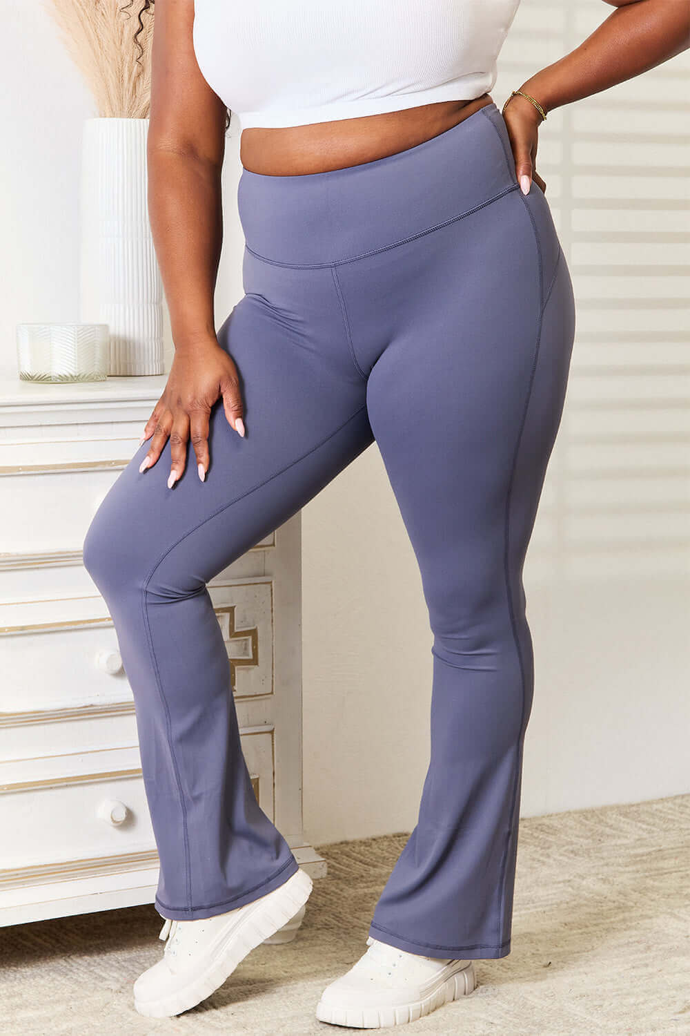 BASIC BAE Wide Waistband Bootcut Sports Pants at Bella Road