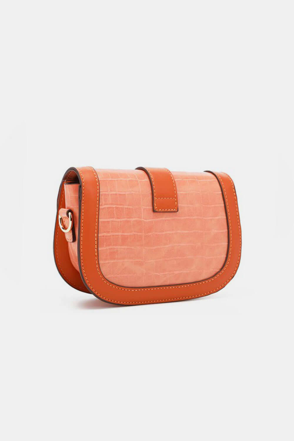 Nicole Lee USA Croc Embossed Crossbody Bag in orange with adjustable strap and elegant design.