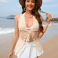 BELLA ROAD Tied Openwork Halter Neck Cover-Up at Bella Road