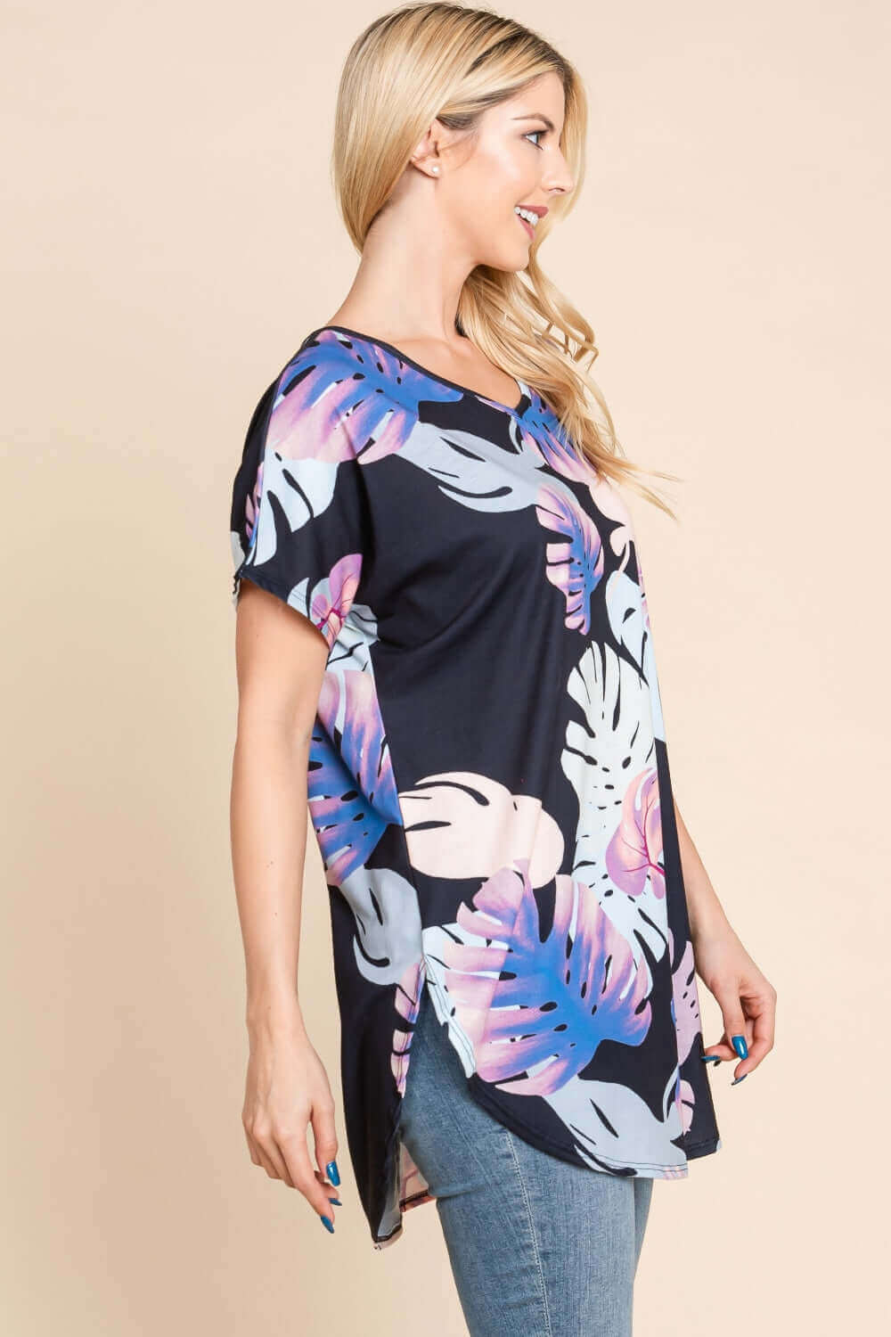 BOMBOM Printed Round Neck Short Sleeve T-Shirt at Bella Road