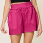 DOUBLE TAKE Full Size Texture Raw Trim Drawstring Shorts at Bella Road