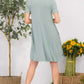 CELESTE Full Size Decor Button Short Sleeve Dress with Pockets at Bella Road