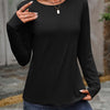 Round Neck Long Sleeve T-Shirt - Black