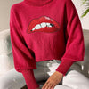 Bella Road Lip Turtleneck Long Sleeve Sweater - Deep Red