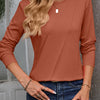 Round Neck Long Sleeve T-Shirt - Terracotta