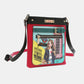 Nicole Lee USA Nikky Crossbody Bag in eco-leather with main zipper closure and colorful front pocket design.