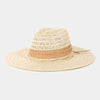 Contrast Straw Braided Sun Hat - Ivory