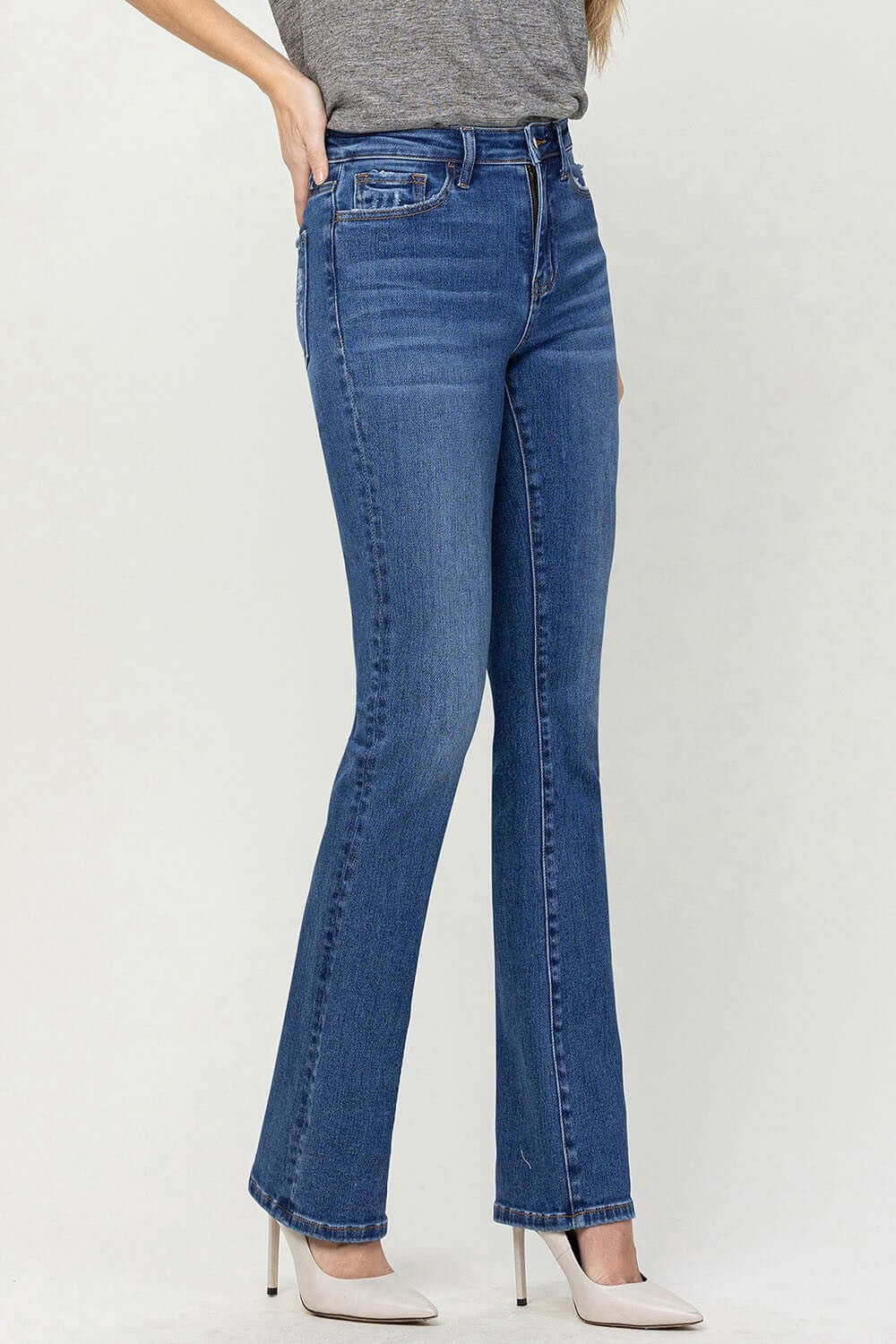 High Waist Bootcut Jeans demonstrating slimming effect and elongating legs with classic bootcut style, ideal for casual and formal outfits