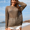 Heart Openwork Long Sleeve Cover-Up - Taupe