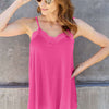 Lace Trim V-Neck Cami | Full Size - Fuchsia Pink