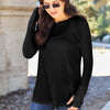 Round Neck Long Sleeve T-Shirt - Black