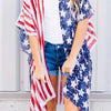 Full Size Star & Stripes Open Front Cover Up - Multicolor