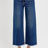 RISEN Raw Hem Wide Leg Attached Buckle Jeans - Dark