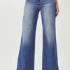 RISEN High Waist Raw Hem Wide Leg Jeans - Dark