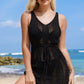 Openwork Slit V-Neck Sleeveless Cover Up Dress