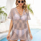 BELLA ROAD Openwork V-Neck Short Sleeve Cover Up at Bella Road