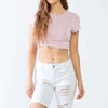 LA Distressed Bermuda Denim Shorts - White