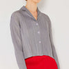 Pleated Cropped Button Up Shirt - Gray