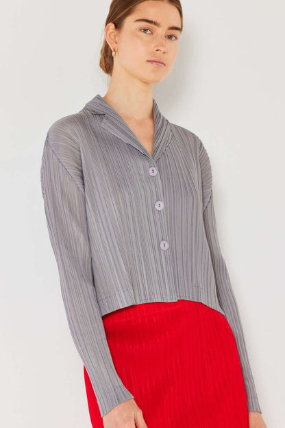 MARINA WEST SWIM Pleated Cropped Button Up Shirt at Bella Road