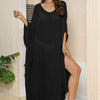 V-Neck Three-Quarter Sleeve Cover-Up - Black