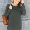 Round Neck Dropped Shoulder T-Shirt - Dark Gray