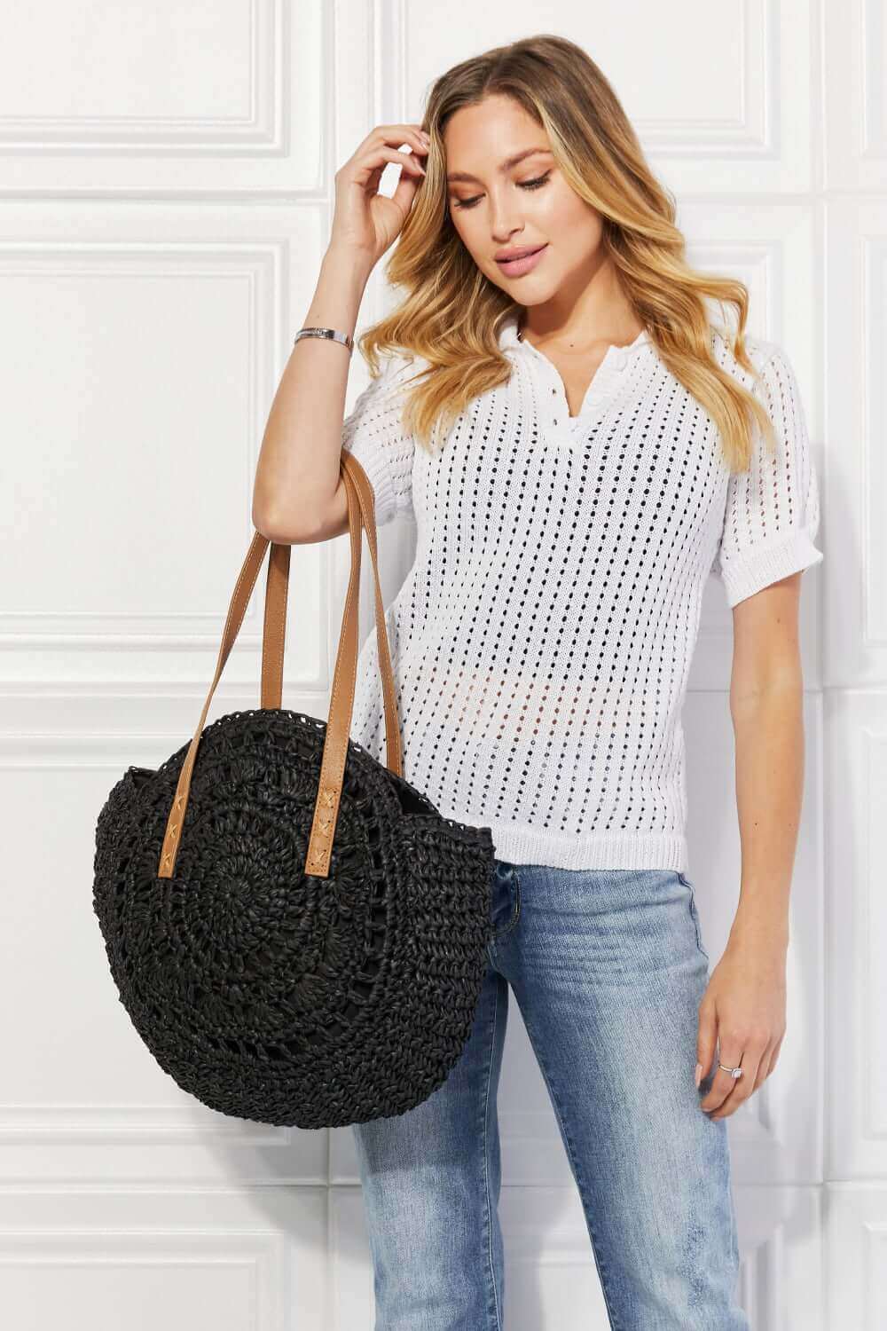 JUSTIN TAYLOR C'est La Vie Crochet Handbag in Black at Bella Road