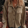 Textured Pocketed Collared Neck Long Sleeve Shacket - Taupe