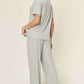 DOUBLE TAKE Full Size Round Neck Short Sleeve T-Shirt and Wide Leg Pants Set at Bella Road