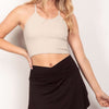 Crossover Waist Active Skirt with Short Liner - Black