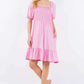 CELESTE Full Size Ruffle Hem Short Sleeve Smocked Dress at Bella Road