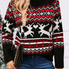 Angel Wings Reindeer Round Neck Long Sleeve Sweater - Black