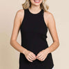 Ribbed Round Neck Tank | Full Size - Black