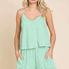 Double Flare Striped Romper | Full Size - Candy Green