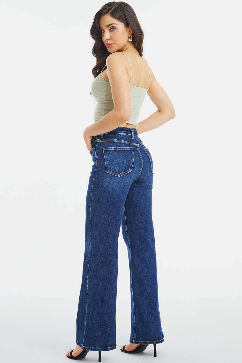 BAYEAS Full Size High Waist Cat's Whisker Wide Leg Jeans at Bella Road