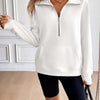 Ivy Lane Half Zip Raglan Sleeve Sweatshirt - White