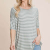 Striped Round Neck T-Shirt - Sage