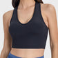 Millennia Scoop Neck Wide Strap Active Tank in black, featuring a ribbed texture and comfortable scoop neck for active wear.