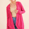 And The Why Full Size Thermal Hooded Open Front Cardigan with Pockets - Fuchsia