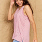 DOUBLJU Talk To Me Full Size Striped Sleeveless V-Neck Top at Bella Road