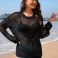 BELLA ROAD Heart Openwork Long Sleeve Cover-Up at Bella Road