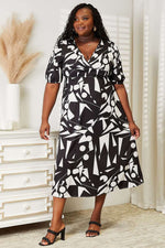 DOUBLE TAKE Printed Surplice Balloon Sleeve Dress at Bella Road