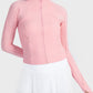 Millennia Zip-Up Long Sleeve Sports Jacket in Carnation Pink, stylish and functional for workouts and activities.