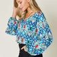 DOUBLE TAKE Full Size Printed Balloon Sleeve Blouse at Bella Road