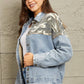 Washed Denim Camo Contrast Jacket