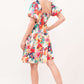 Square Neck Puff Sleeve Floral Dress