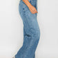 Stylish woman showcasing bytos high rise wide leg jeans with pockets, perfect blend of comfort and flair.