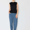 Pleated Relaxed-Fit Slight Drop Crotch Jogger - Steel Blue