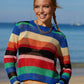 BELLA ROAD Rainbow Stripe Openwork Long Sleeve Cover-Up at Bella Road